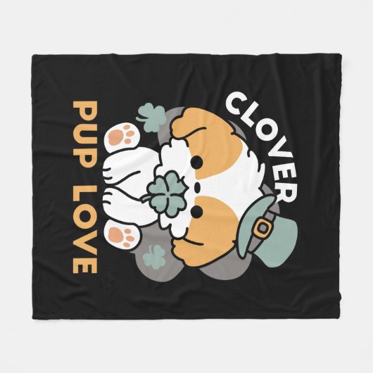 Lucky Pup mit Clover - St. Patrick's Day Gift Fleecedecke (Vorderseite (Horizontal))