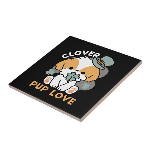 Lucky Pup mit Clover - St. Patrick's Day Gift Fliese (Seite)