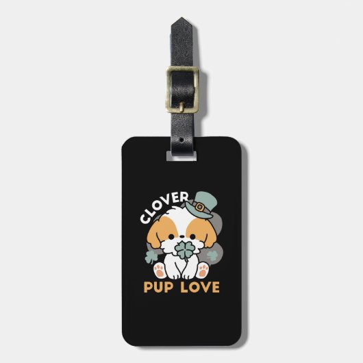 Lucky Pup mit Clover - St. Patrick's Day Gift Gepäckanhänger (Vorderseite vertikal)