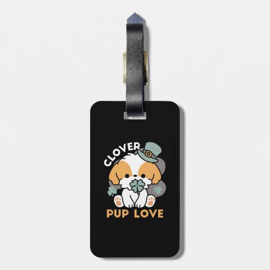 Lucky Pup mit Clover - St. Patrick's Day Gift Gepäckanhänger (Rückseite vertikal)