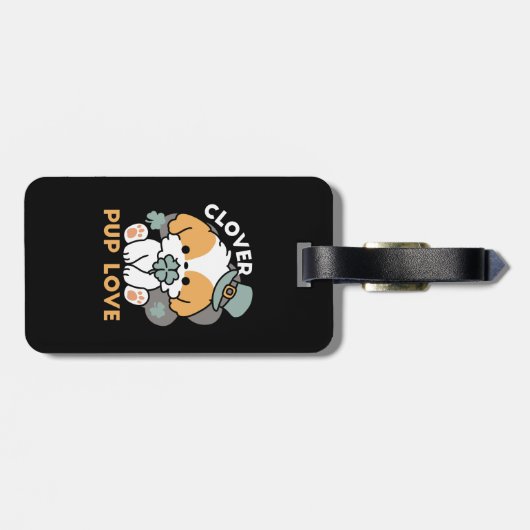 Lucky Pup mit Clover - St. Patrick's Day Gift Gepäckanhänger (Rückseite horizontal)