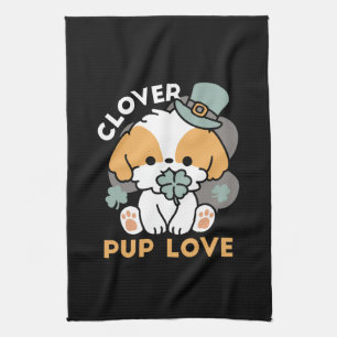 Lucky Pup mit Clover - St. Patrick's Day Gift Geschirrtuch