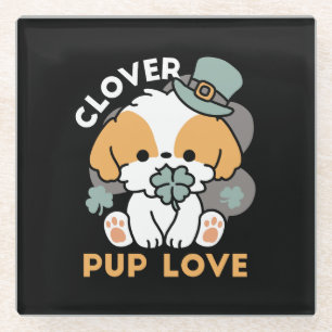 Lucky Pup mit Clover - St. Patrick's Day Gift Glasuntersetzer