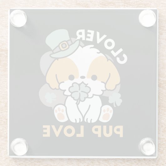 Lucky Pup mit Clover - St. Patrick's Day Gift Glasuntersetzer (Rückseite)