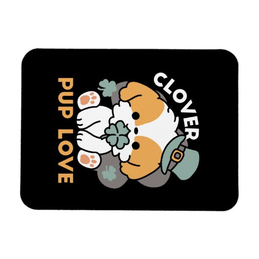 Lucky Pup mit Clover - St. Patrick's Day Gift Magnet (Horizontal)