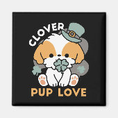 Lucky Pup mit Clover - St. Patrick's Day Gift Magnet (Vorne)