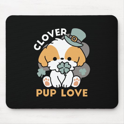 Lucky Pup mit Clover - St. Patrick's Day Gift Mousepad (Vorne)
