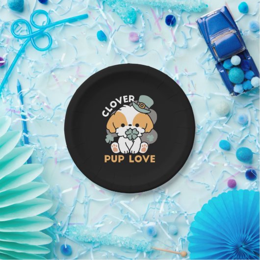 Lucky Pup mit Clover - St. Patrick's Day Gift Pappteller (Party)