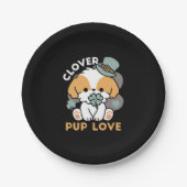 Lucky Pup mit Clover - St. Patrick's Day Gift Pappteller (Vorderseite)