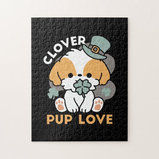 Lucky Pup mit Clover - St. Patrick's Day Gift Puzzle (Vertikal)