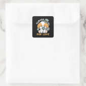 Lucky Pup mit Clover - St. Patrick's Day Gift Quadratischer Aufkleber (Tasche)