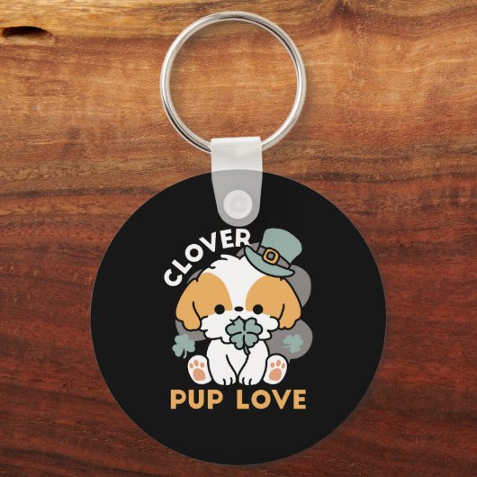 Lucky Pup mit Clover - St. Patrick's Day Gift Schlüsselanhänger (Vorderseite)