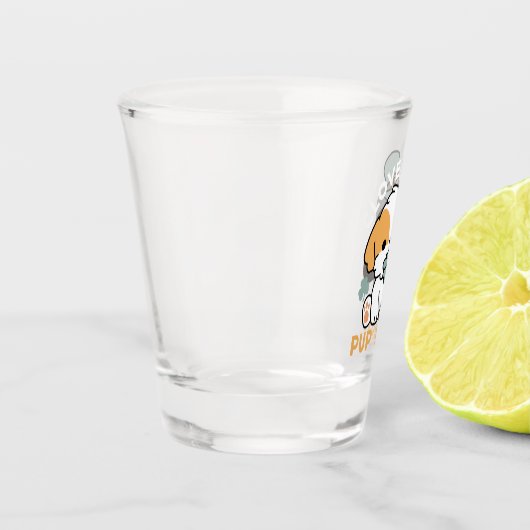 Lucky Pup mit Clover - St. Patrick's Day Gift Schnapsglas (Links)