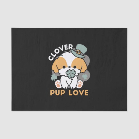 Lucky Pup mit Clover - St. Patrick's Day Gift Seidenpapier (Vorderseite)