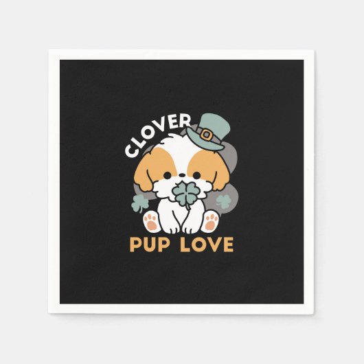 Lucky Pup mit Clover - St. Patrick's Day Gift Serviette (Vorderseite)
