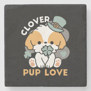 Lucky Pup mit Clover - St. Patrick's Day Gift Steinuntersetzer