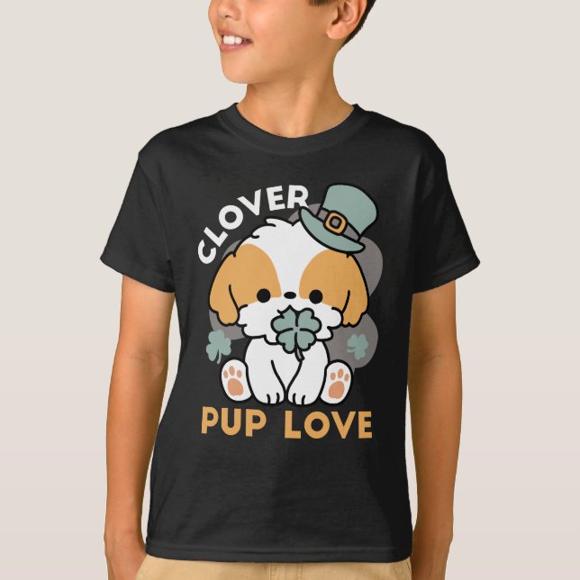 Lucky Pup mit Clover - St. Patrick's Day Gift T-Shirt (Vorderseite)