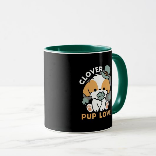 Lucky Pup mit Clover - St. Patrick's Day Gift Tasse (VorderseiteRechts)