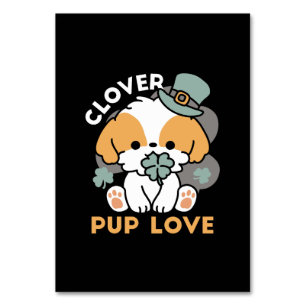 Lucky Pup mit Clover - St. Patrick's Day Gift Tischnummer
