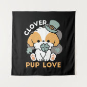 Lucky Pup mit Clover - St. Patrick's Day Gift Wandteppich (Vorderseite)