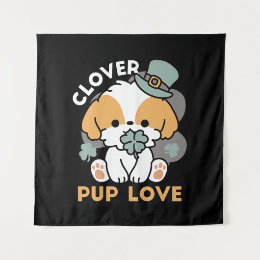 Lucky Pup mit Clover - St. Patrick's Day Gift Wandteppich (Vorderseite)