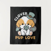 Lucky Pup mit Clover - St. Patrick's Day Gift Wandteppich (Vorderseite)