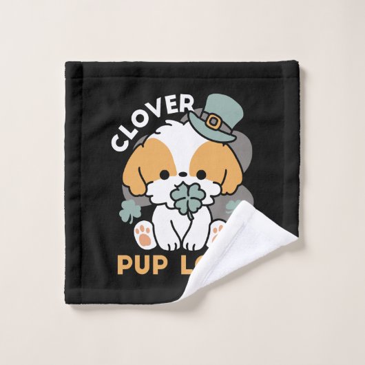 Lucky Pup mit Clover - St. Patrick's Day Gift Waschlappen (Waschlappen)