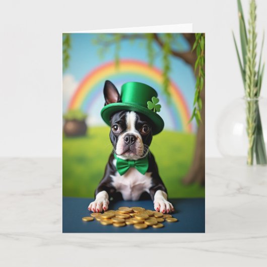 Lucky Puppy Shamrock Card Karte (Vorderseite)