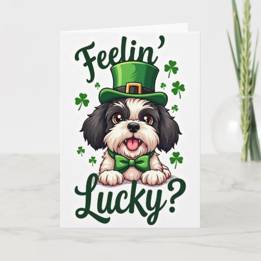 Lucky Puppy St. Patricks Day Karte (Vorderseite)