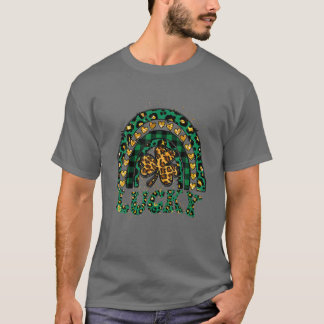 Lucky Rainbow Leopard Kariert Clover Hearts St Pat T-Shirt