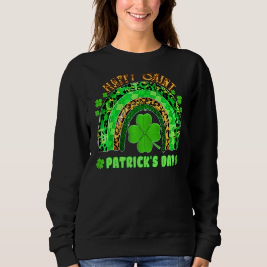 Lucky Rainbow Leopard Patrick Day Funny Green Sham Sweatshirt (Vorderseite)