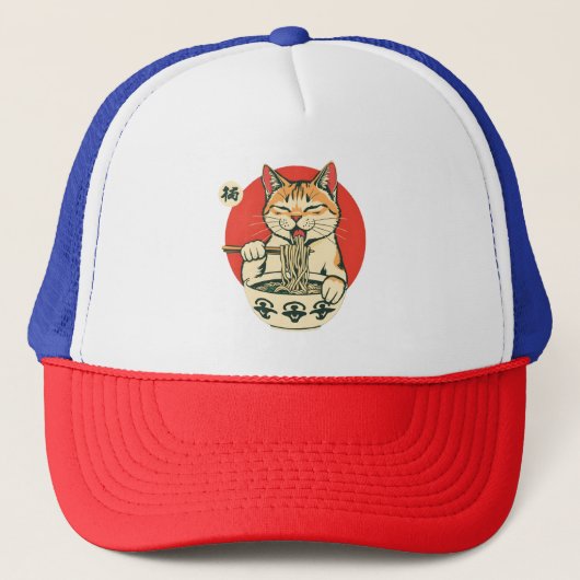 Lucky Ramen Cat Truckerkappe (Vorderseite)
