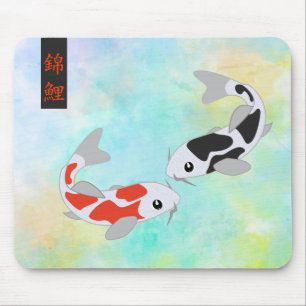 Lucky Red & Black Koi Fish Mousepad