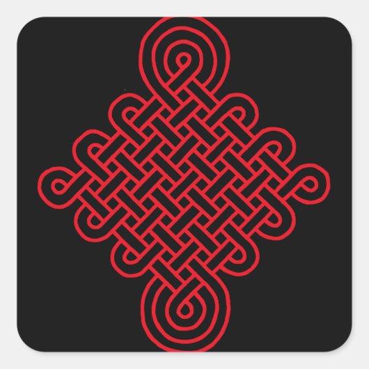 Lucky Red Chinese Knot Quadratischer Aufkleber (Vorderseite)