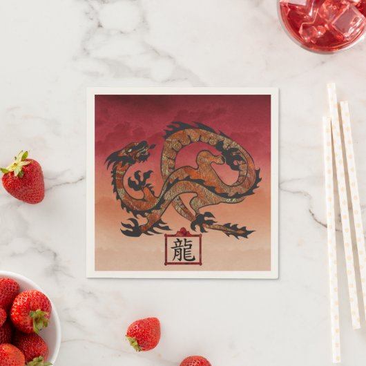 Lucky Red Dragon, 龙 Serviette (Beispiel)