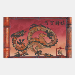 Lucky Red Dragon, chinesisches Neujahr Rechteckiger Aufkleber