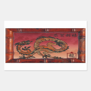 Lucky Red Dragon, chinesisches Neujahr Rechteckiger Aufkleber
