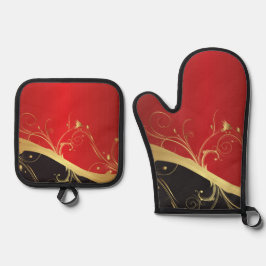 Lucky Red Modern Design Ofenhandschuh & Topflappen-Set