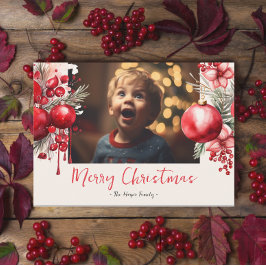 Lucky Red Poinsettia Foto Feiertagskarte