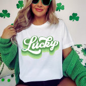 Lucky Retro Green und White St Patrick's Day T-Shirt