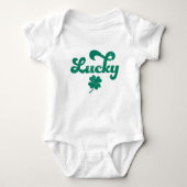 Lucky | Retro St Patrick's Day Baby Strampler (Vorderseite)