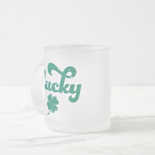 Lucky | Retro St Patrick's Day Mattglastasse (Vorderseite Links)