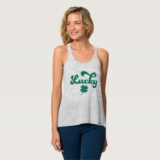 Lucky | Retro St Patrick's Day Tank Top (Vorderseite Vollansicht)