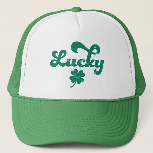 Lucky | Retro St Patrick's Day Truckerkappe (Vorderseite)