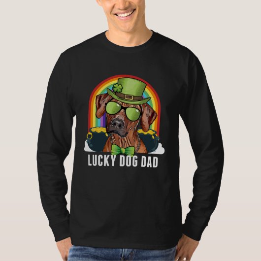 Lucky Rhodesian Ridgeback Dog Dad St Patricks Day T-Shirt (Vorderseite)