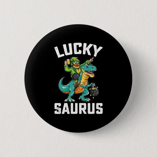 Lucky Saurus Dinosaur T Rex St Patrick's Day Button (Vorderseite)