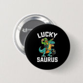 Lucky Saurus Dinosaur T Rex St Patrick's Day Button (Vorne & Hinten)