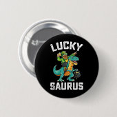 Lucky Saurus Dinosaur T Rex St Patrick's Day Button (Vorne & Hinten)