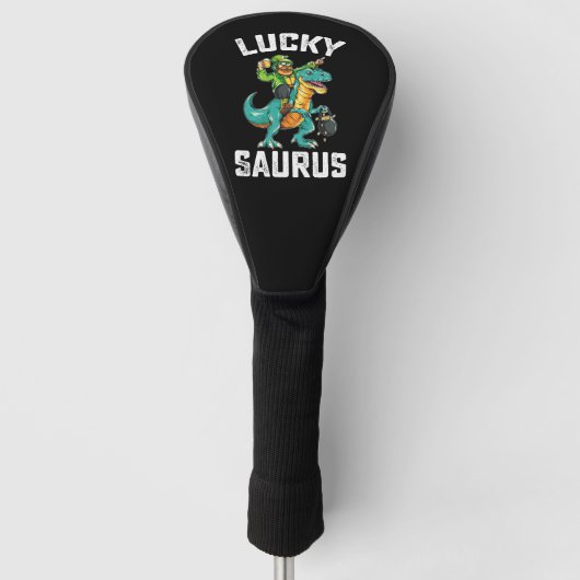 Lucky Saurus Dinosaur T Rex St Patrick's Day Golf Headcover (Vorderseite)