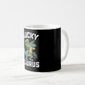 Lucky Saurus Dinosaur T Rex St Patrick's Day Kaffeetasse (VorderseiteRechts)